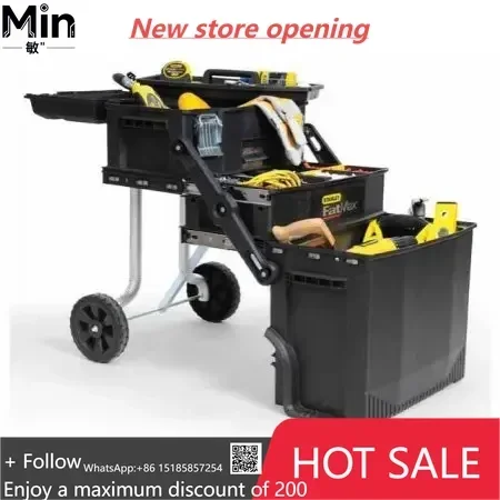 Caja de Herramientas de Plástico 4 en 1, Tipo Stanley Fatmax, Carro de Herramientas con Cajones Apilables y Ruedas para Almacenamiento de Herramientas