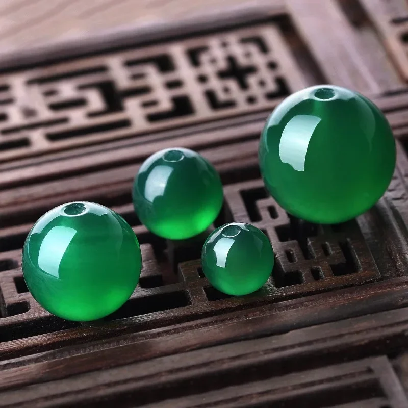 

10pc Natural Green Agate Circle 4-8mm Beads Accessories DIY Bracelet Necklace Jewellery Fashion Hand-Carved Lucky Gift