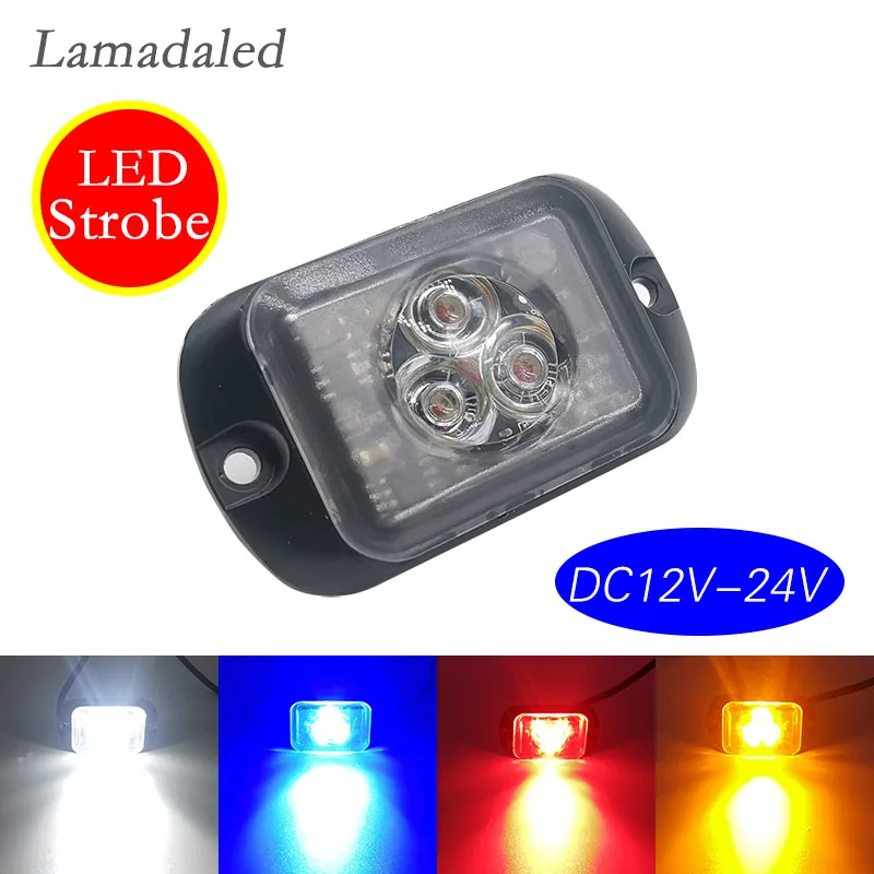 3led police strobe lights thin spot car truck trailer side marker lamp waterproof automobiles led emergency hazard warning light