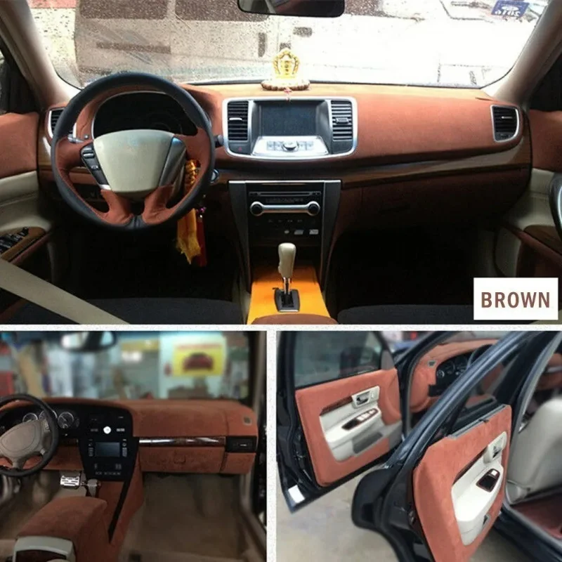 Panel pintu Interior mobil, Multi Warna Hitam melekat sendiri kain Suede kulit lengket bisa ditarik rol beludru untuk dekorasi pilar AB pintu mobil