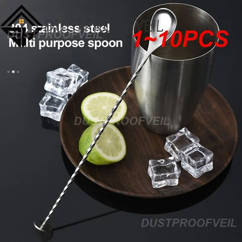 1~10PCS Stainless Steel Mixing Spoon Masher Long Handle Bar Spoon Multi-purpose Spoon Liquor Juice Drinkware For Home Kitchen