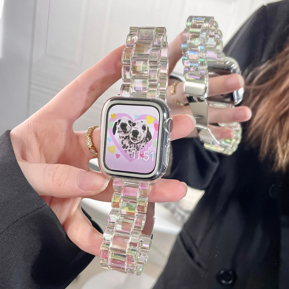 

Женский цветной ремешок из смолы для Apple Watch 10, 42 мм, 46 мм, 45 мм, 49 мм, ремешок для IWatch Series 9 8 7 6 5 Se, 40 мм, 41 мм, 38 мм, браслет