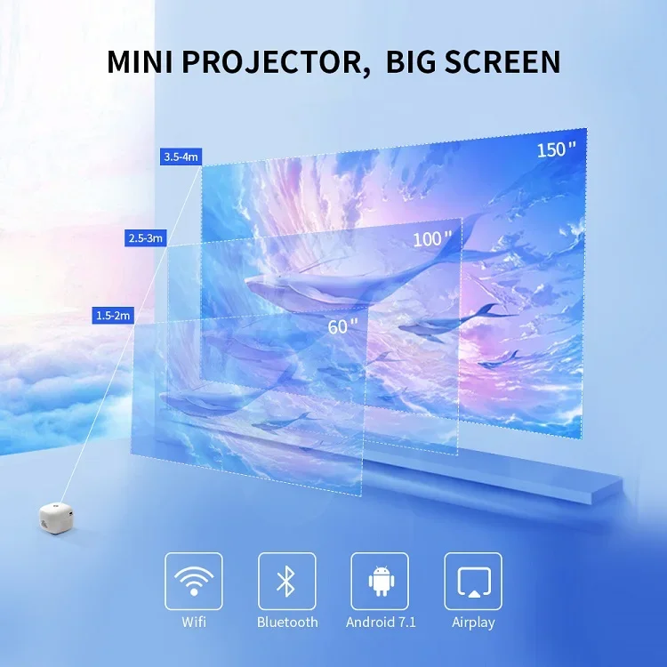 LED projector 2000 Lumens Android projector projetor 1080P home cinema ultra short throw projector 4k