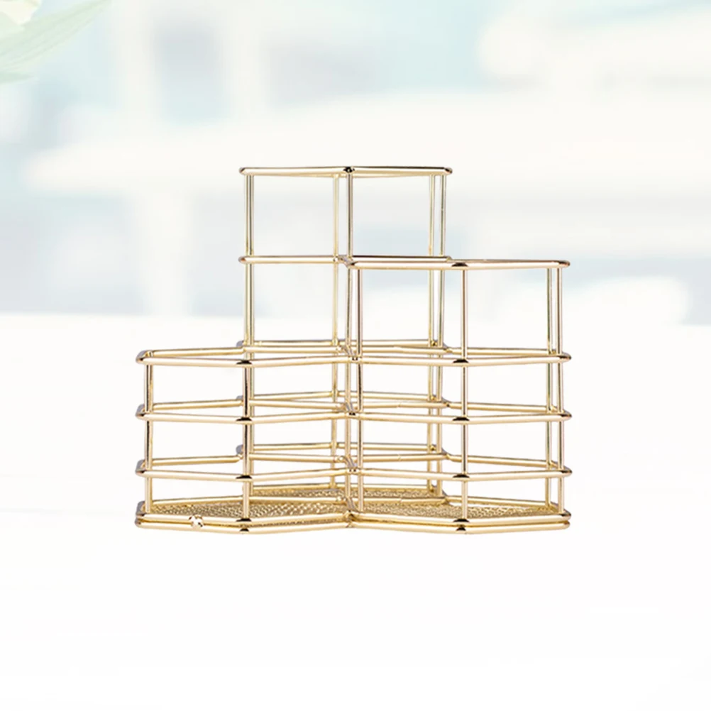 

Hexagon Iron Pen Holder For Desk Stationery Organizer Pencil Cup Makeup Brush Holder Office Home School Supplies Gold