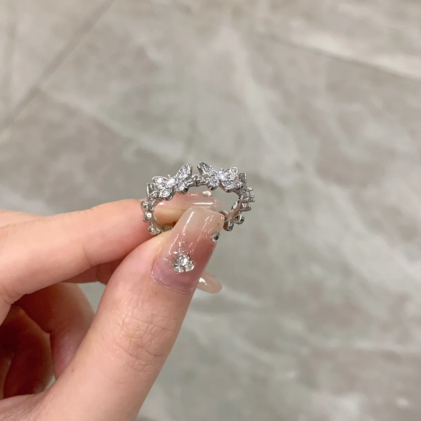 1PC شخصية الموضة الزركون فراشة خاتم المرأة المد ضوء الفاخرة المتخصصة تصميم فلاش خاتم الماس #3