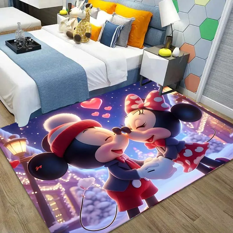 Disney Mickey Minnie 3D Printed Fashion Area Rug Carpet for Living Room Cartoon Children\'s Bedroom Sofa Floor Rug Christmas Gift