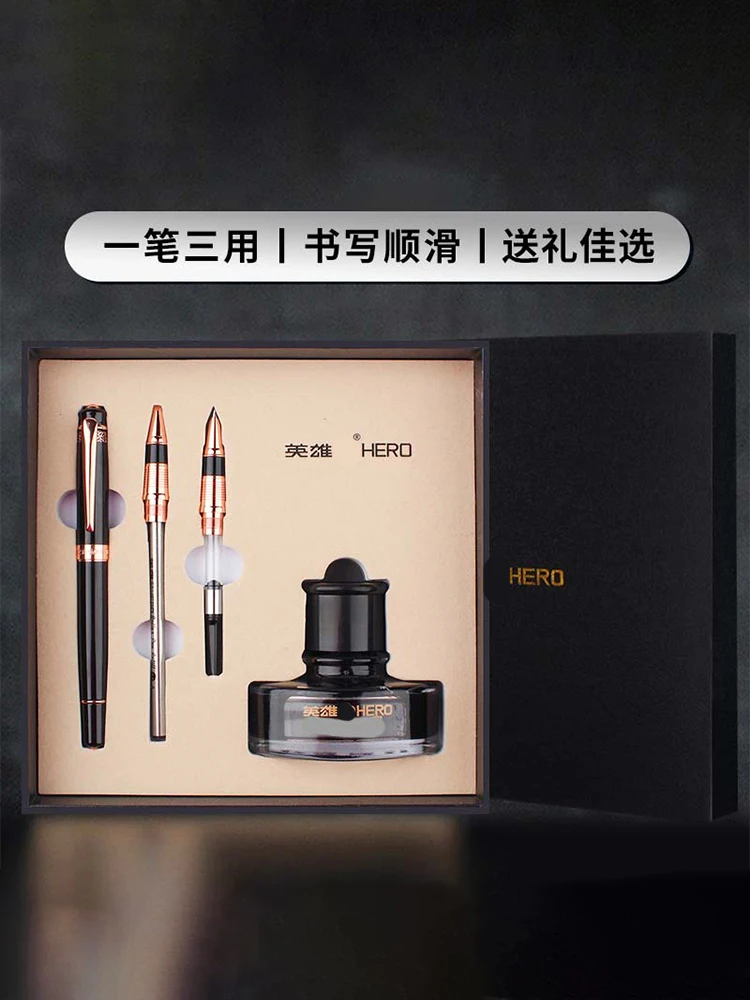Hero 849 Metal Fountain Pen Business Office Signature Ink Pen Birthday Gift Writing Stationery Supplies