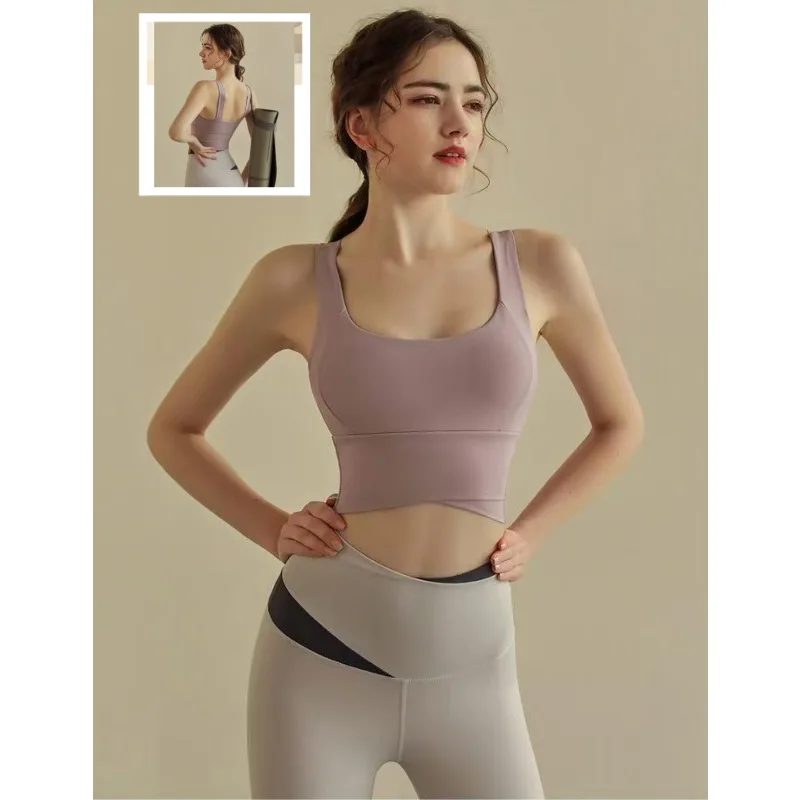 25ss nieuwe effen kleur fitness dames sportbeha gym yoga beha atletische strakke top workout trein hoge kwaliteit schokbestendig buitenvest