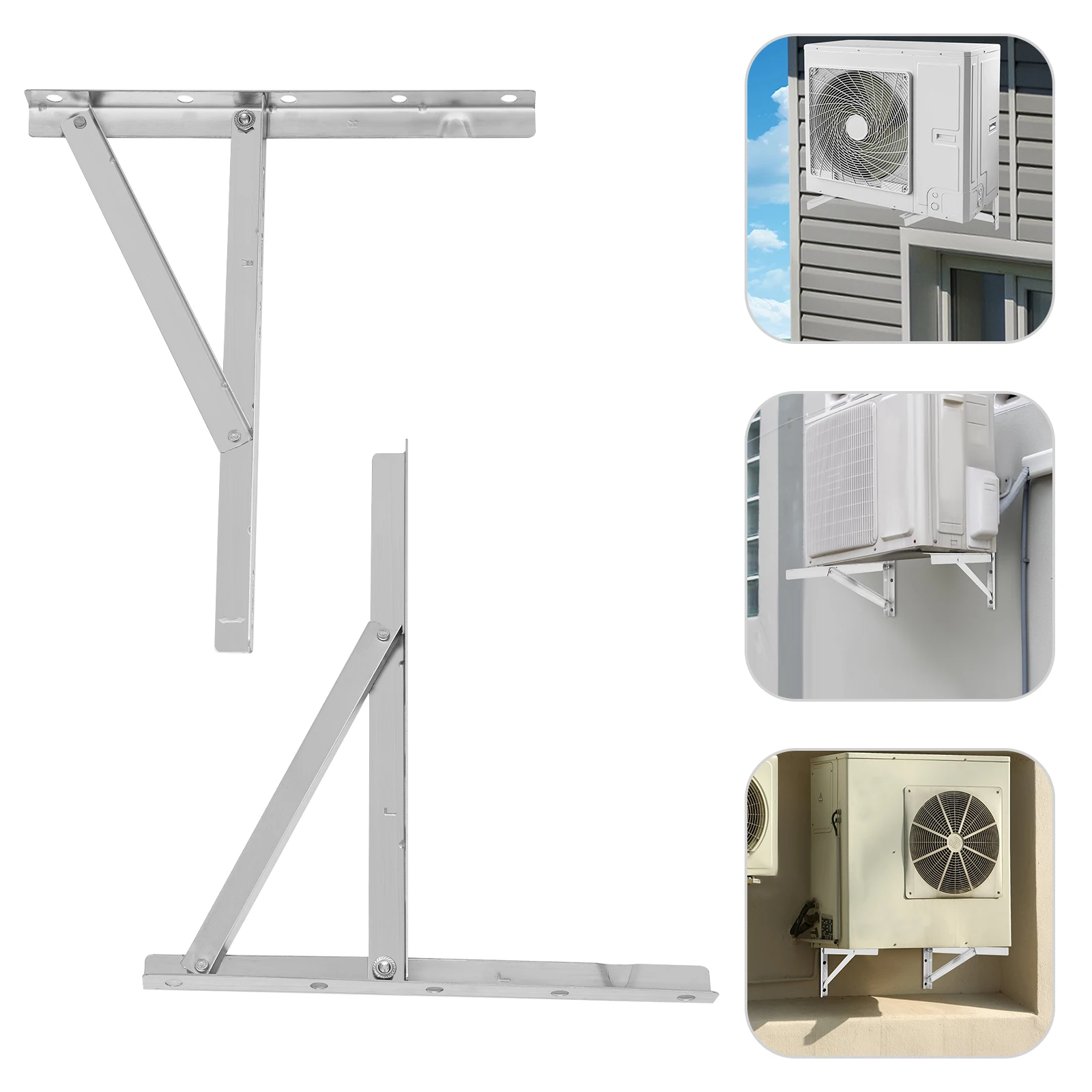 2Pcs Stainless Steel Split Wall Mounting Bracket 1-1.5P Air Conditioner Bracket Outdoor AC Support Bracket up to 440 lbs，1.6mm Thickness