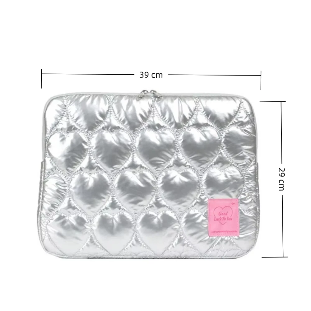 11/15 cali Puszysta torba na laptopa z haftem Love Pattern Torba na tablet Macaron Color Shockproof Computer Case dla Ipad/Macbook