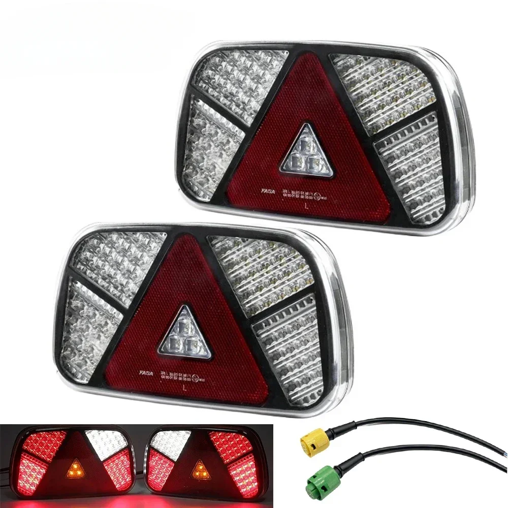 

1 Set 2pcs 12V 24V LED Tail Light Rear Stop Brake Fog Light Signal Lamp Wiring Harness 6 Core Cable Truck Trailer Caravan Lorry