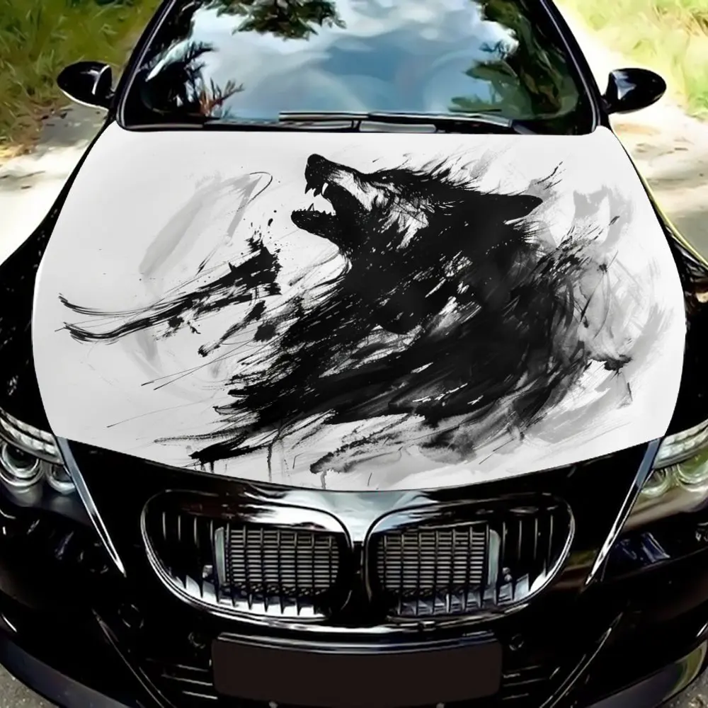 Black and white brush strokes under the wild call of the graphics car vinyl wraps, car hood graphics sticker, vinyl to create a