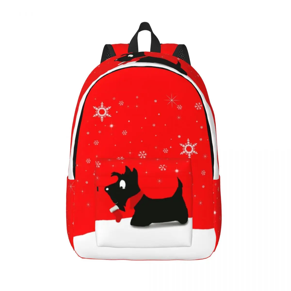 Holiday Scottie Dog Canvas Backpack for Women Men Waterproof College School Scottish Terrier Bag Printing Bookbags