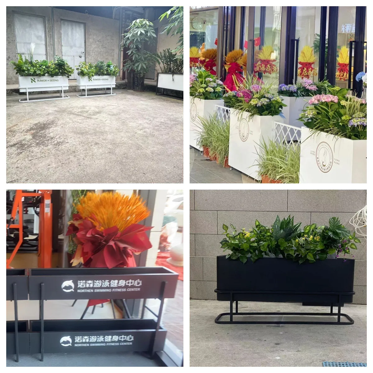 Outdoor Stainless Steel Wrought Iron Flower Box Combination Sales Department Municipal Flower Bed Commercial Square