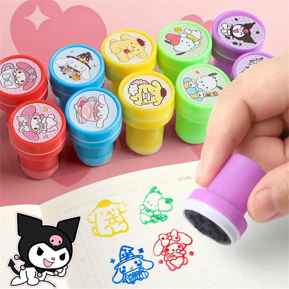 

Cartoon Sanrio Stamps for Kids Kawaii Cinnamoroll Kuromi Self-Ink Teacher Stamps Party Favor Children Prize Stuffers Toys Gift