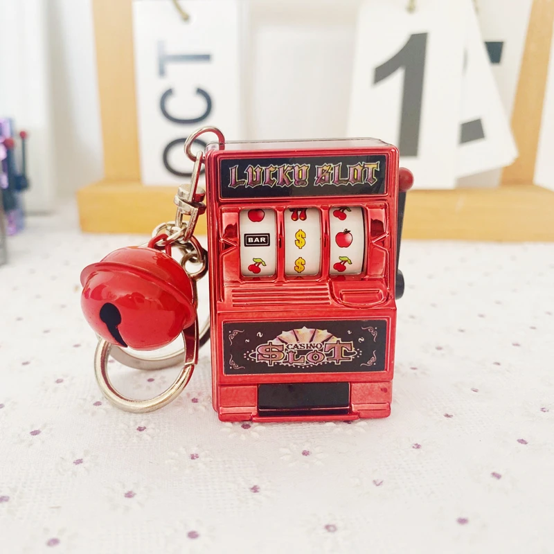 1pc Lucky Jackpot Mini Fruit Slot Machine arcade Birthday Keychain Gift Educational Toy Coin Operated Games Gambling Machine