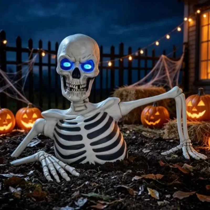 Halloween New Products Walking Half Skull Props Toy Ornaments Ornaments, Prop Ornaments
