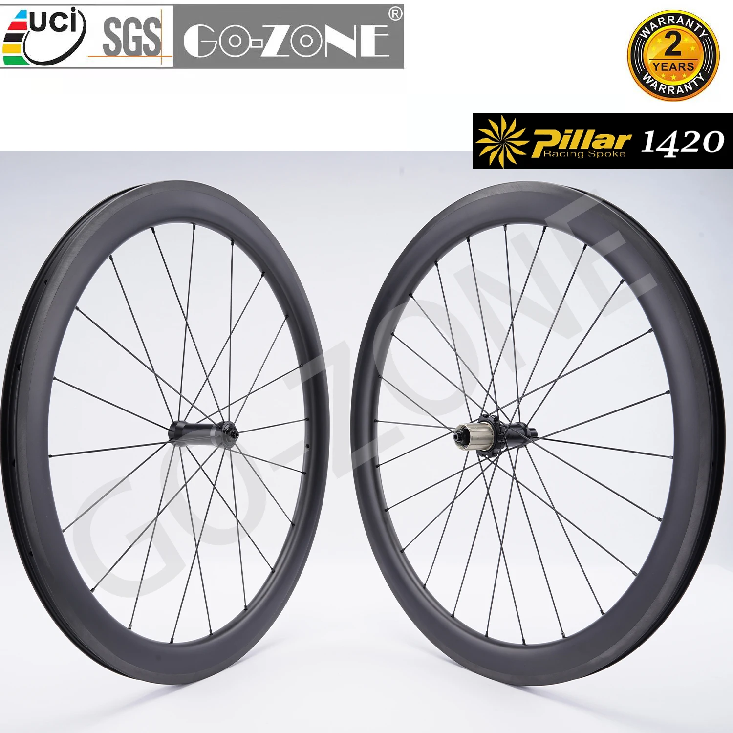 

700c Rim Brake Carbon Wheels Pillar 1420 Gozone R290 Straight Pull UCI Approved Normal / Ceramic Bearings Road Bicycle Wheelset