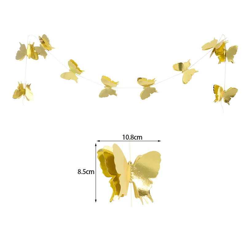 Pancarta de papel de mariposa 3D para boda, fiesta de cumpleaños, guirnalda colgante DIY, suministro de decoración para fiesta de cortina colorida