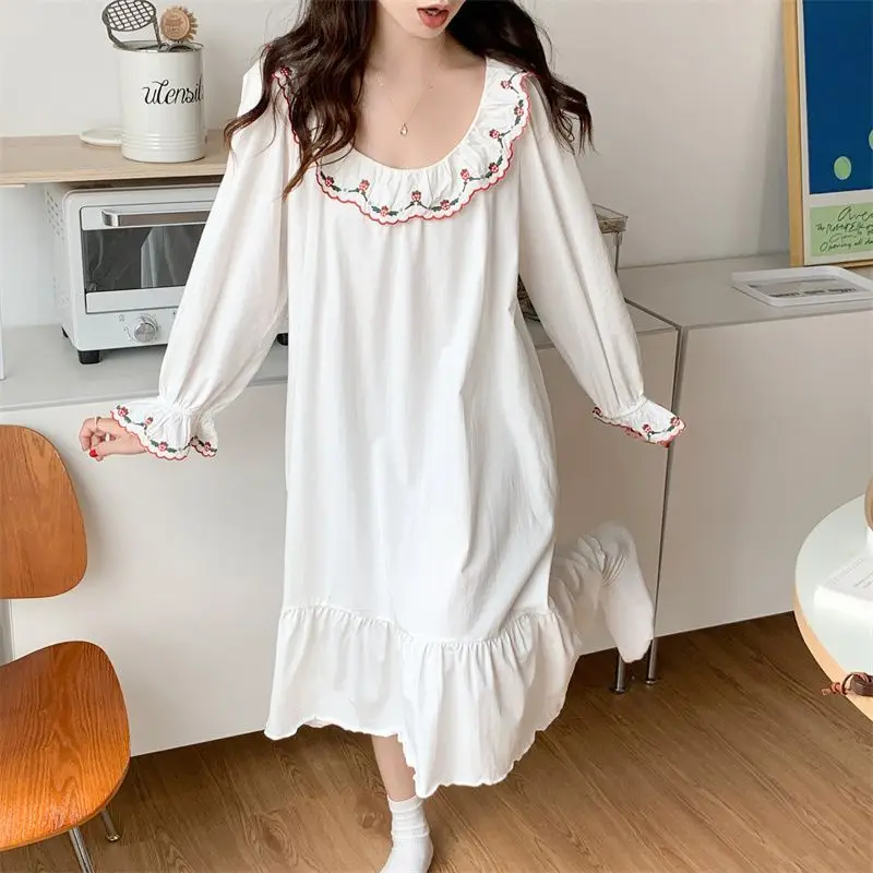 Pajama Sets Women Embroidery Retro Korean Style Lovely Baggy Sleepwear Student Ins Popular Hot Sale Trendy Harajuku Homewear New