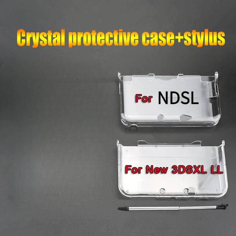 Plastic Clear Crystal Protective Hard Shell Skin Case Cover For Nintend  NDSL New 3DS XL LL Console & Stylus Protective Crystal