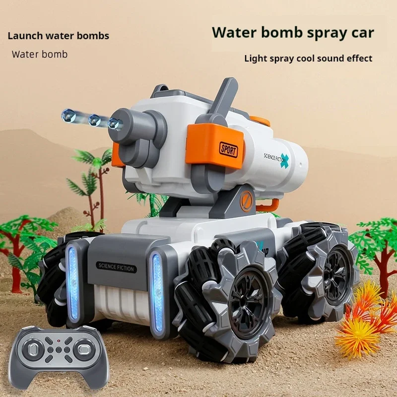 Hot Selling Children 4wd Spray Tank 2.4G Afstandsbediening Auto 360 ° Optie Kan Vuur Waterbommen Felle Strijd Kids Speelgoed Geschenkdoos