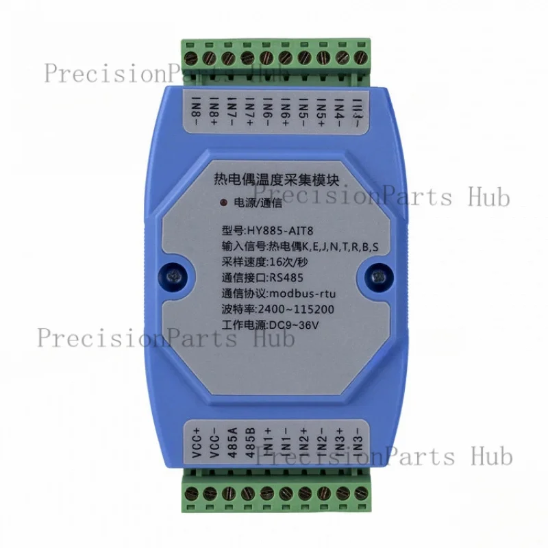 Temperature Acquisition Module 8-way Thermocouple Signal Input with RS485 Communication Modbus-TPU Protocol