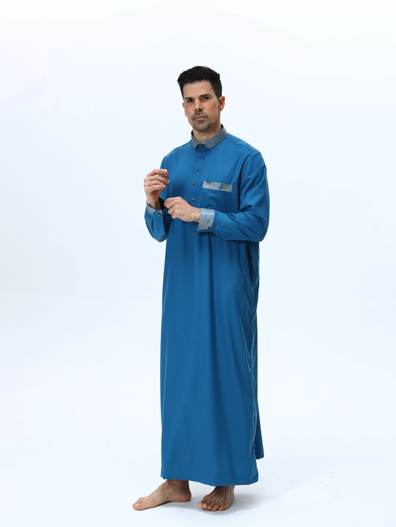 Muslim Men Jubba Thobe Saudi Button Arabic jubbah Dishdasha Robe Dress Thoub Abaya Kaftan Daffah Moroccan Islam Clothing Casual