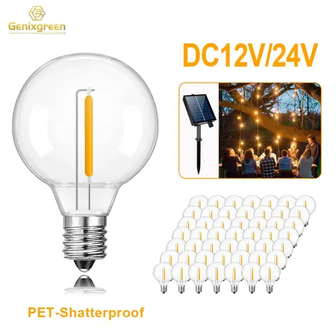 G40 Low Voltage DC12V 24V Led Light Bulbs 1W E12 Retro Plastic Replace Bulb For Off-Grid Solar String Light Battery Camping RV