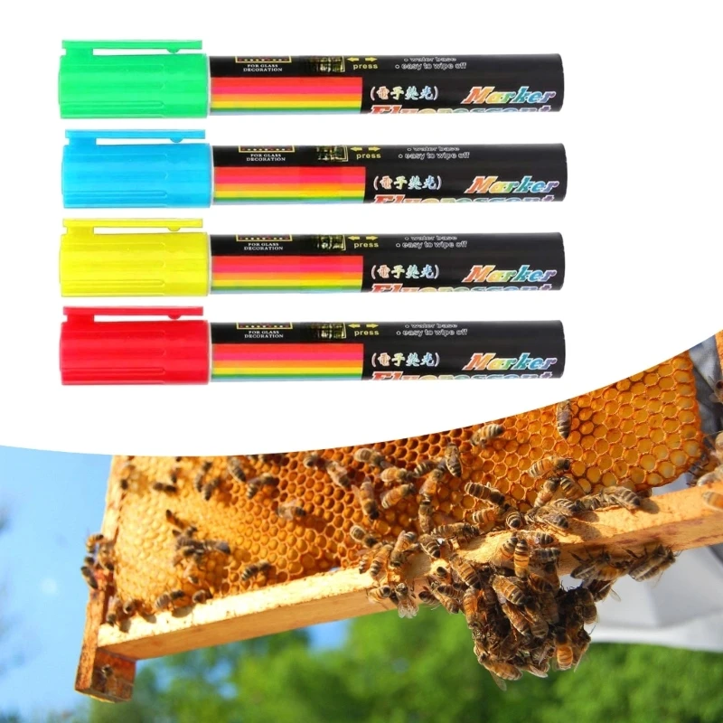 4Pcs Water Based Queen Bees Marker Pens Queen Marking Pens Water Based Color Coded Beekeeper Essential