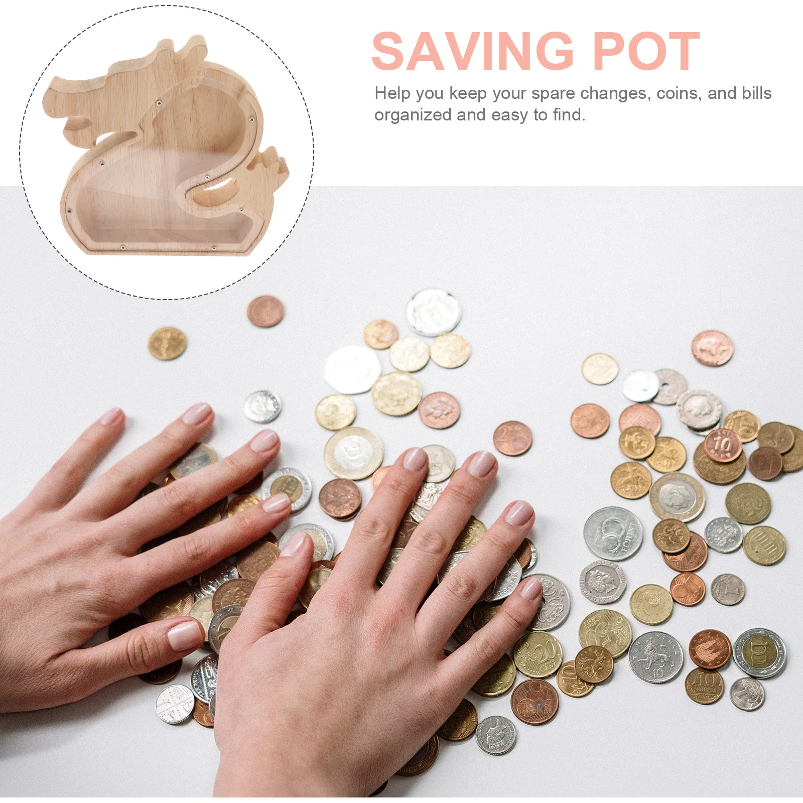 Wooden Kids Piggy Bank Animal Design Clear Viewing Window Money Box Boys Girls Coin Bank Saving Wooden Piggy Banks for Kids