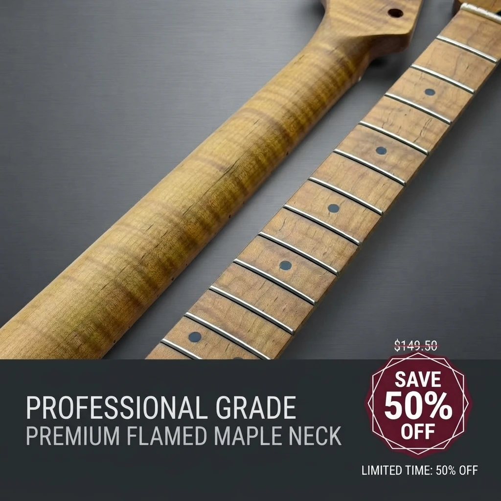 Big Head Roasted Flame Maple Guitar Neck Stainless Steel Frets Dot Mark DIY Electric Guitar Neck Replacement Accessory