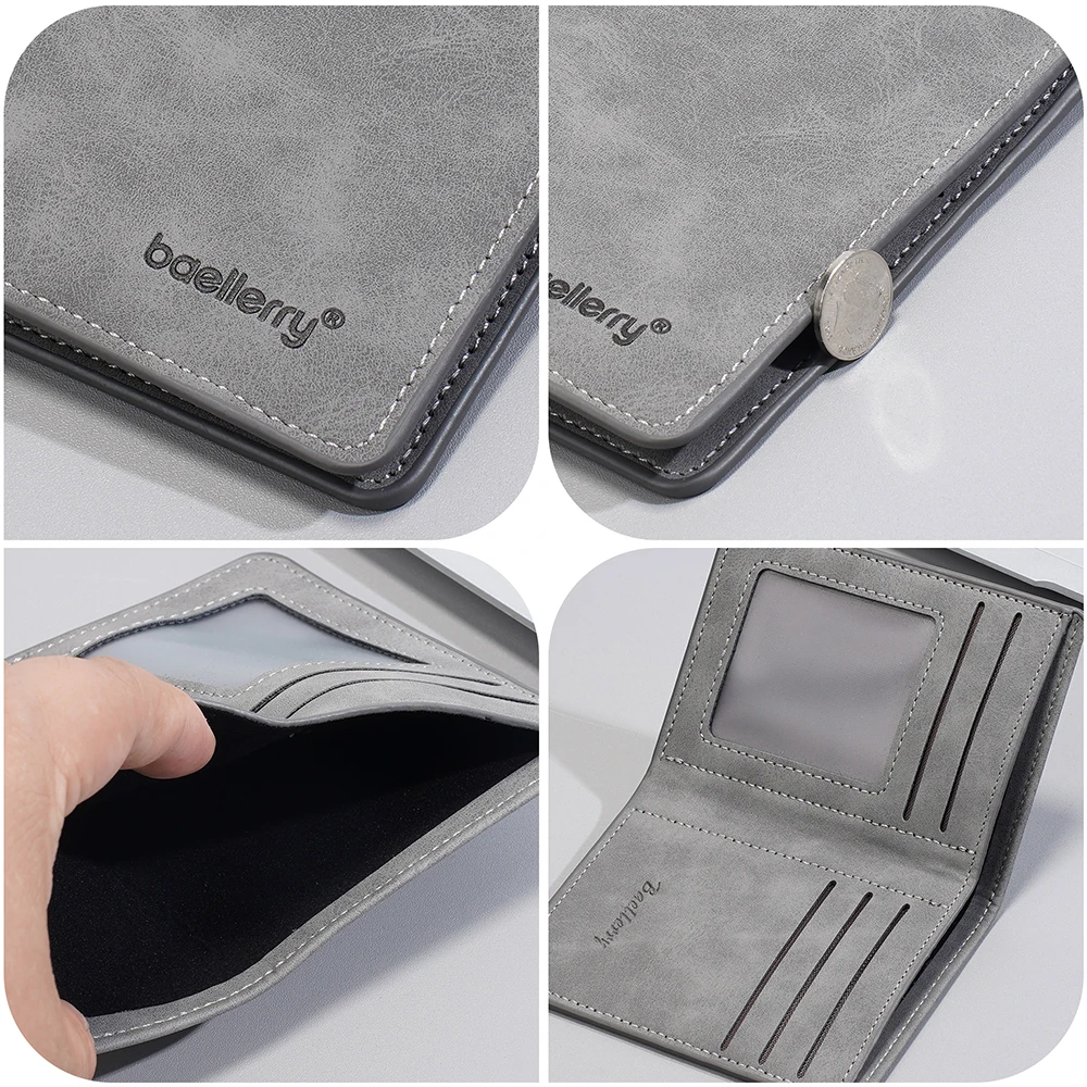 Nuovo portafoglio da uomo semplice con clip per carte corte Portafogli maschili sottili di alta qualità Portafoto Portafoglio in PU smerigliato per uomo