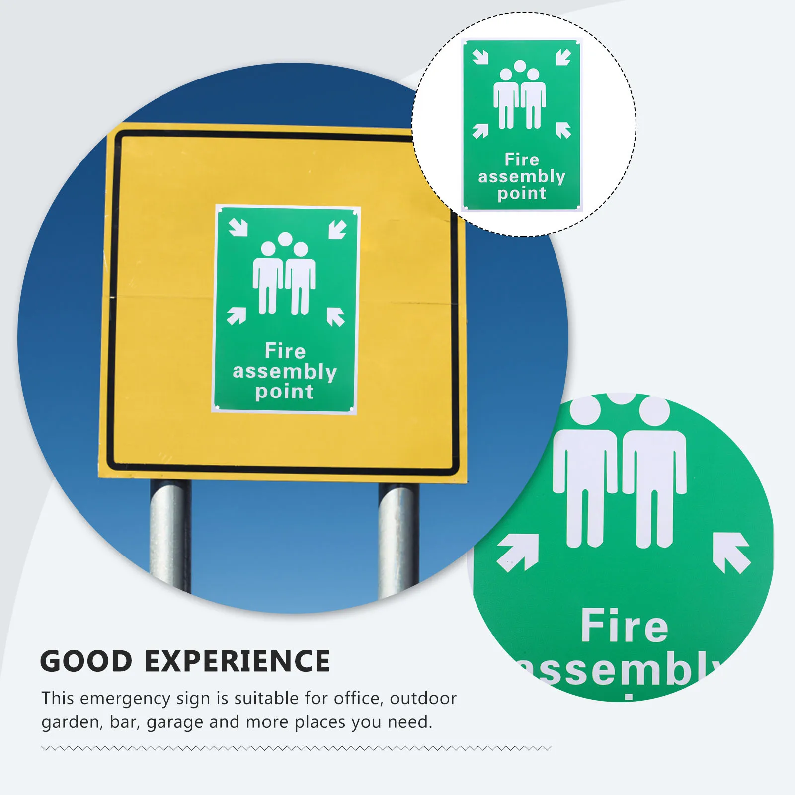 Aluminum Fire Safety Warning Sign Easy Install Emergency Assembly Point for Outdoor Use Fire Assembly Point Sign