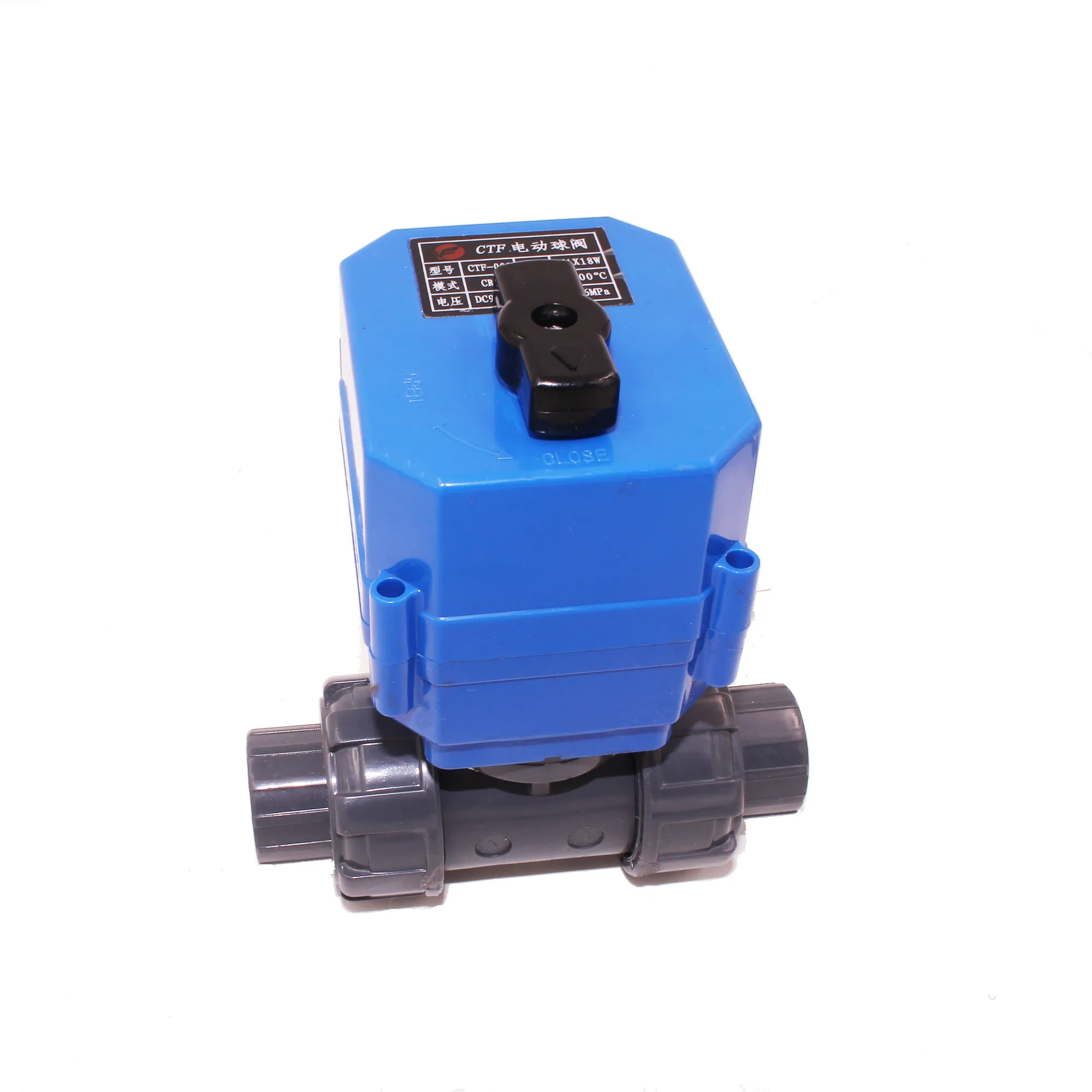 

220v motorized pvc valve CTF-001 DN40 DN32 DN25 UPVC thread normally close 12v motorized pvc ball valves