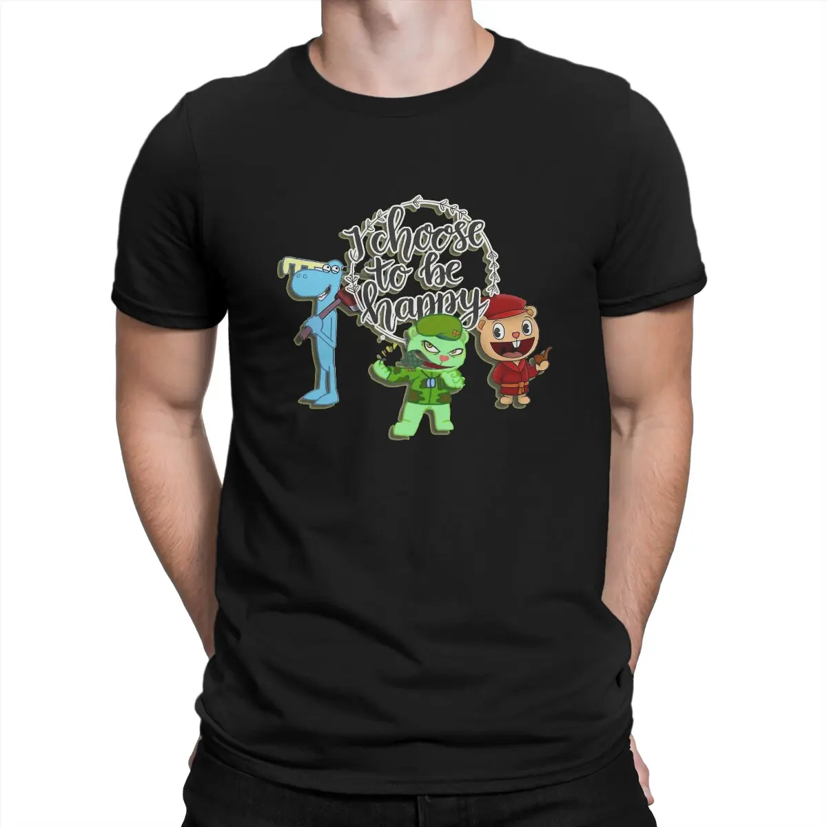 Happy Tree Friends Cuddles Giggles Anime Man TShirt Lumpy and Toothy Lovely Fashion T Shirt Original Sweatshirts Hipster