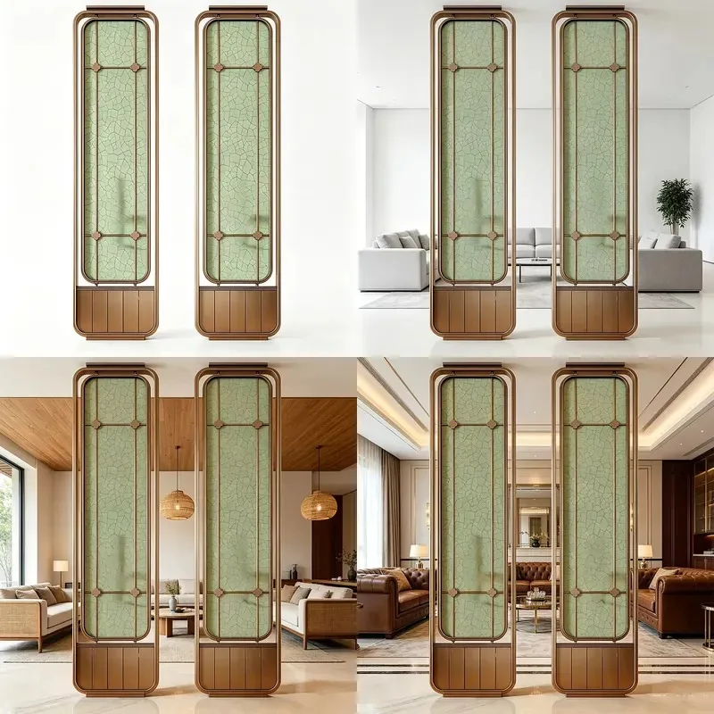 Simple stainless steel tempered art glass partition wall for villa hotel project decoration