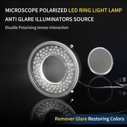 Microscope Polarized LED Ring Light Lamp Anti Glare Illuminators for Industrial Camera Mobile Phone Soldering Repair Tools