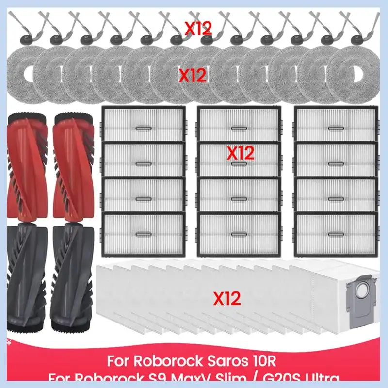 

EAS-For Roborock Saros 10R / Roborock S9 Maxv Slim / G20S Ultra Accessories Brush Hepa Filter Mop Cloth Dust Bag Spare Parts