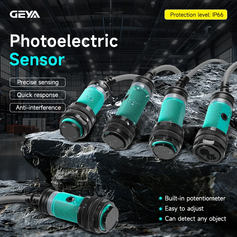 Sensor fotoeléctrico multitipo GEYA (10-500 cm) NPN/PNP DC10-30V IP66 para automatización industrial