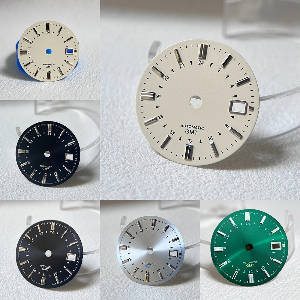 NH35 Watch Dial 31mm GMT 24 Hour Surface Dial Pilot Design With Date Dial Suitable for 3 o'clock Crown Watch Model Accessories