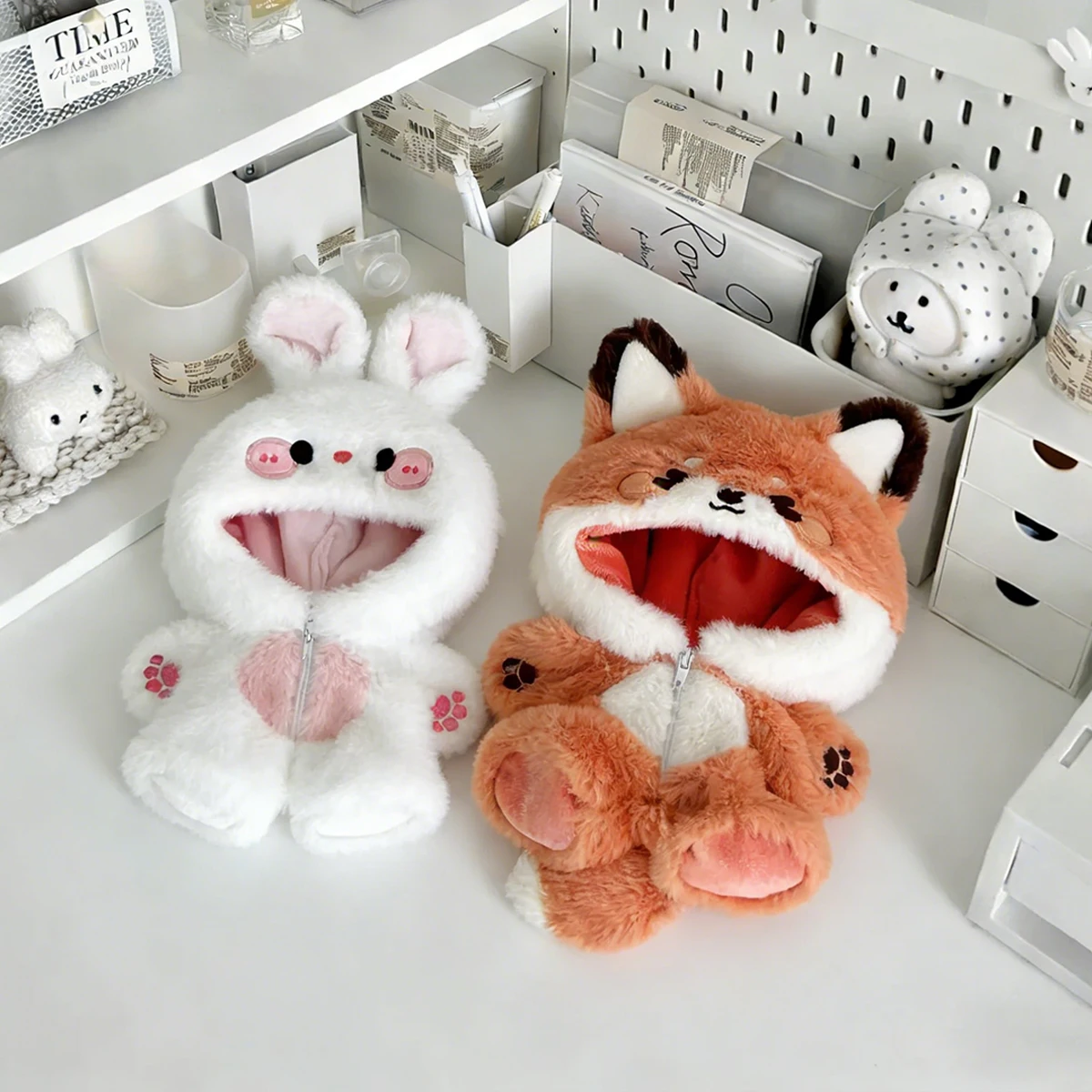 Vestiti per Bambole da 20cm, Tuta in Peluche a Forma di Volpe o Coniglio, Abiti per Bambole Sunny Day, Solo Vestiti Senza Bambole