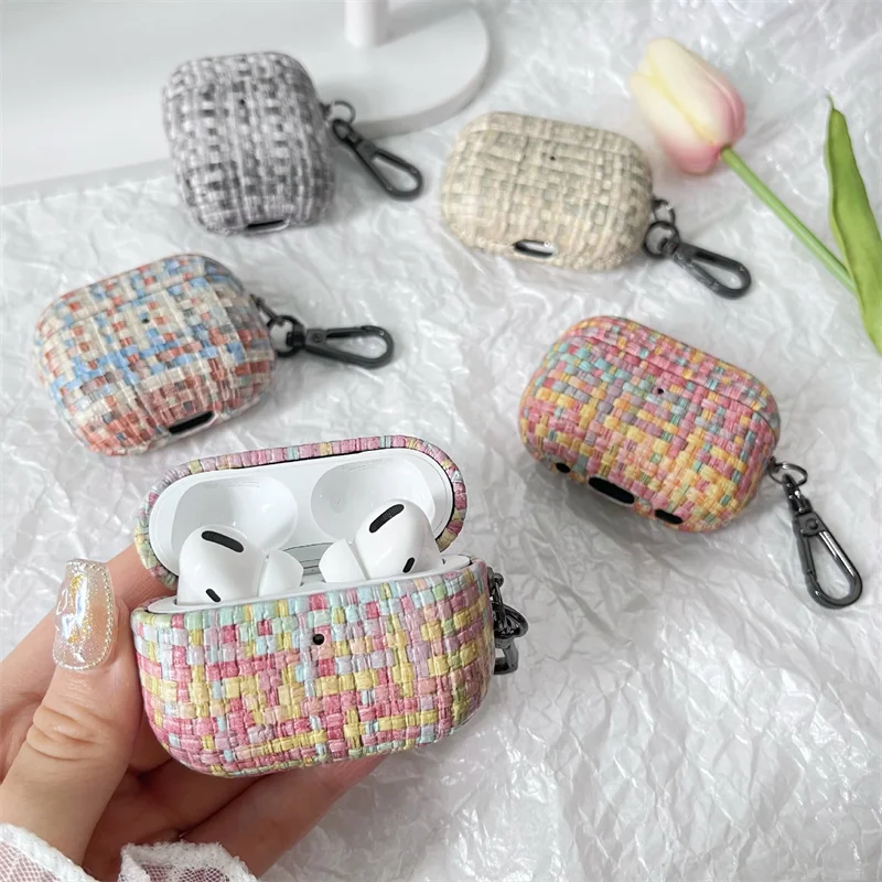 For New AirPods Pro Case 2nd Generation 2022 Weaving Pattern Bluetooth Earphone Cover for Air Pod 3rd Generation Cases Funda