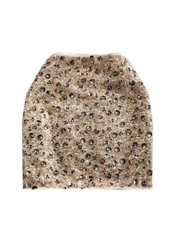 

Ele Sequin Heavy Embelliment High Waist Skirt Women's Faionable Slimming Bodycon Skirt Evening Par Wear