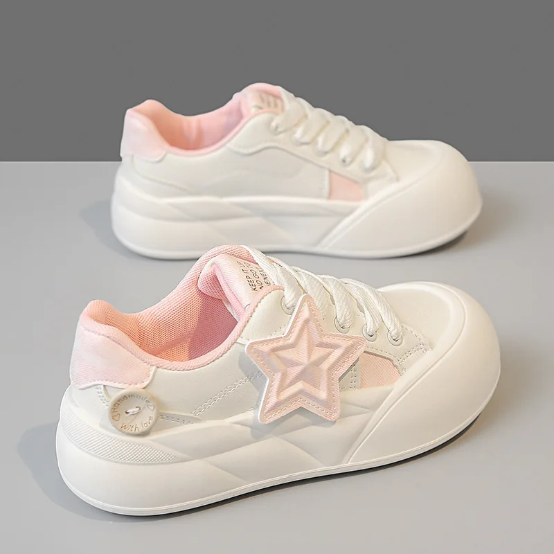 

Туфли для досок, новые весенне-осенние белые туфли на толстой подошве, универсальные повседневные туфли для хлеба, тренд