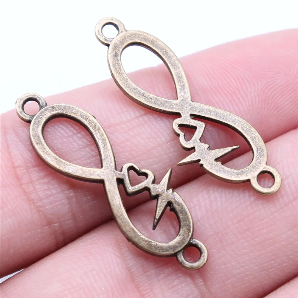 10pcs Infinity Connector Charms For Bracelet Making Vintage Antique Bronze Color image 5