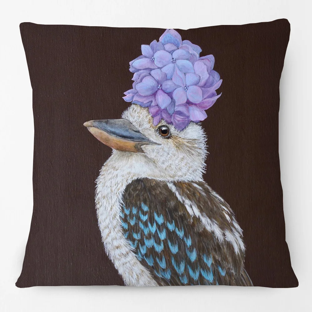 Oil Painting Cute Birds With Floral Cushion Cover Owl Hummingbird Australia Bird Kookaburra Print Pillow Case