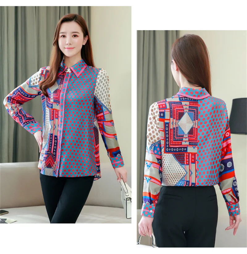 FANIECES S-3XL Camisas E Blusas Elegant Blue Red Blouse Shirt Women Long Sleeve Button Fashion Blouse Spring Tops And Blouses