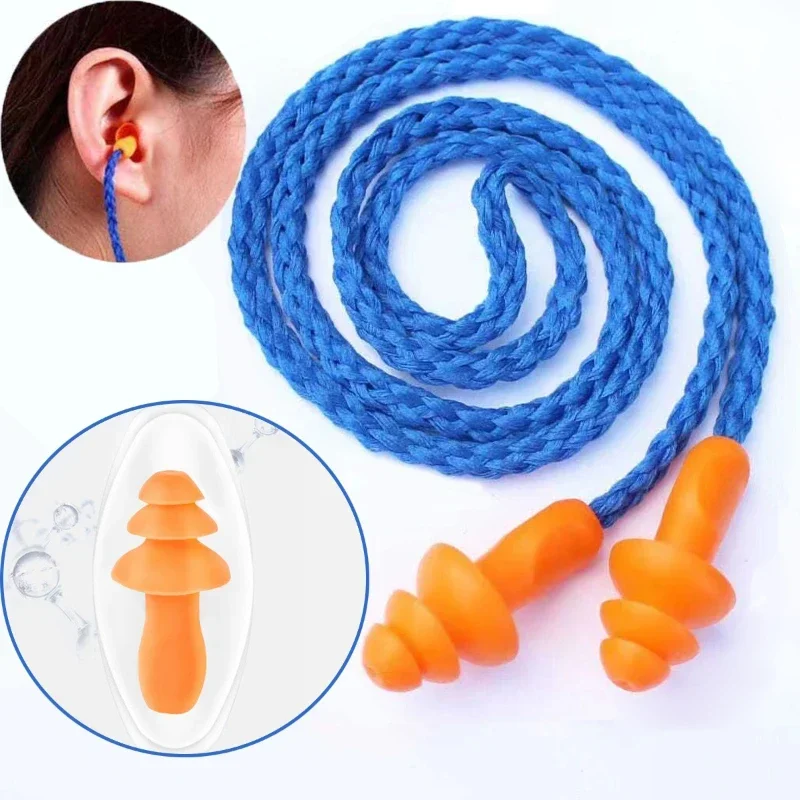 1/5/10pcs Soft Silicone Corded Ear Plug Protector Reusable Hearing Protection Anti-noise Sleep Aid Comfortable Silicone Earplugs