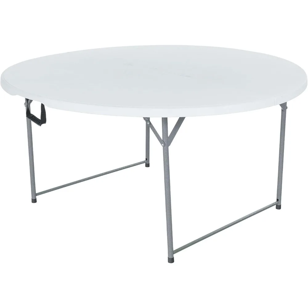 Round Multipurpose Banquet Table Lightweight Durable Folding Desk with Secure Base for Indoor and Outdoor Events, 60 Inch, White